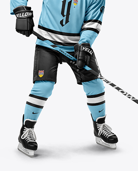 Man Wearing Full Ice Hockey Kit Mockup