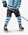 Man Wearing Full Ice Hockey Kit Mockup