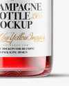 Clear Glass Red Champagne Bottle Mockup