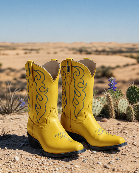 Pair of Women's Cowboy Boots Mockup - Shoe mockups