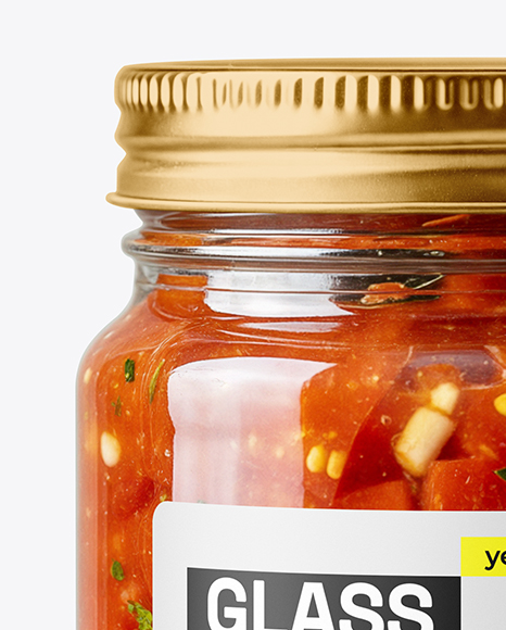 Clear Glass Jar with Tomato Bruschetta Mockup