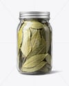 Glass Jar with Bay Leaves Mockup