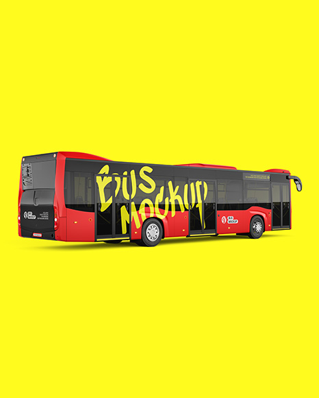 City Bus Mockup - Back Half Side View