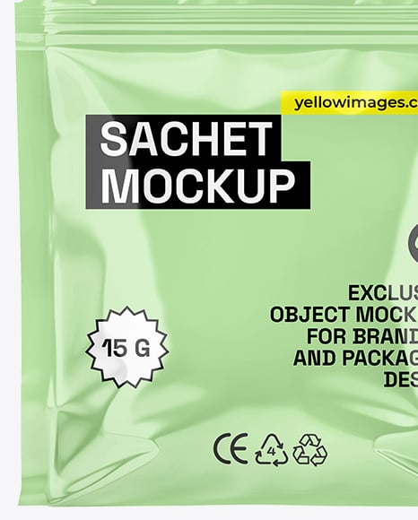 Glossy Sachet with Zip Lock Mockup