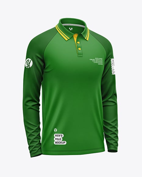 Men's Long Sleeve Raglan Polo Mockup - Puffer coat mockup