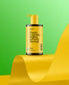 Amber Cosmetic Bottles with Pump Cap Mockup