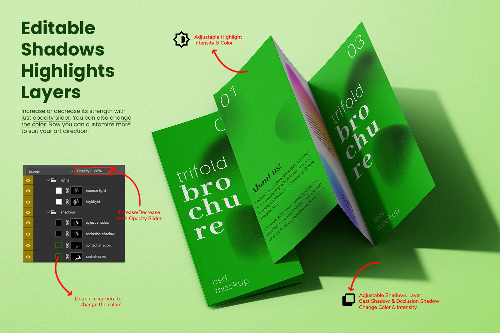 Trifold Brochure Mockup Set
