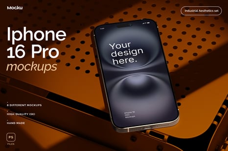 Iphone 16 Mockups - Industrial set - Device Mockups