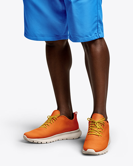 Black Man Wearing T-shirt and Shorts Mockup