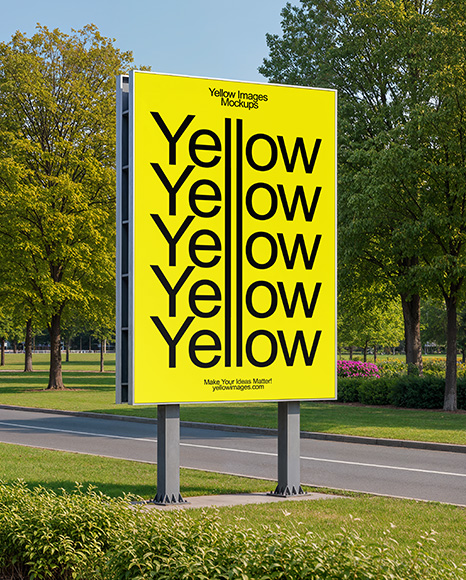 Outdoor Vertical Billboard Mockup