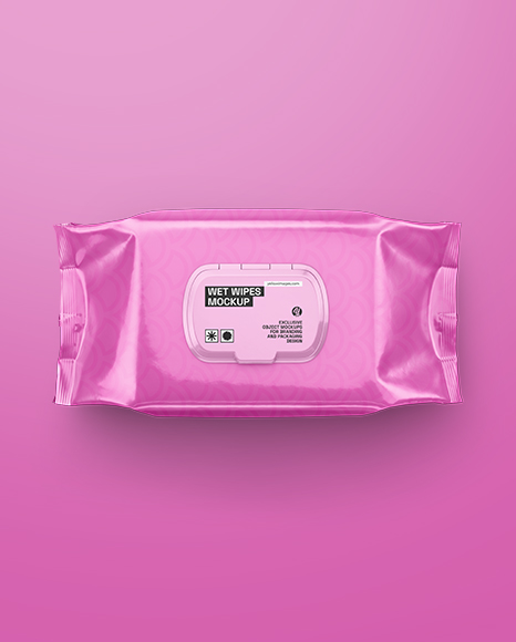 Glossy Wet Wipes Pack Mockup