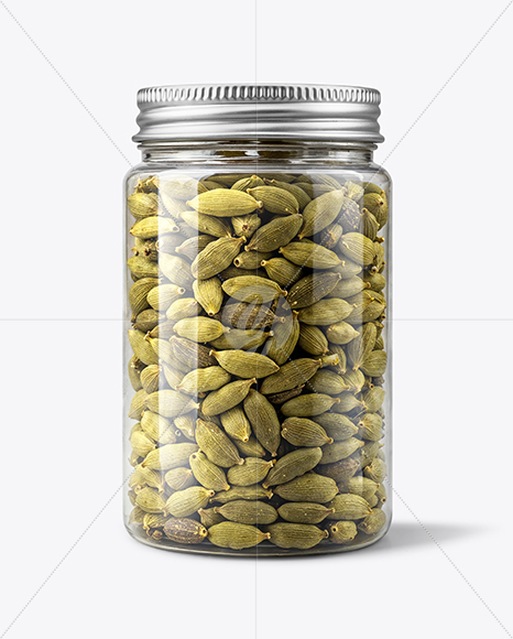 Plastic Jar with Cardamom Pods Mockup
