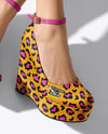 Woman Wearing Wedge Heels Mockup