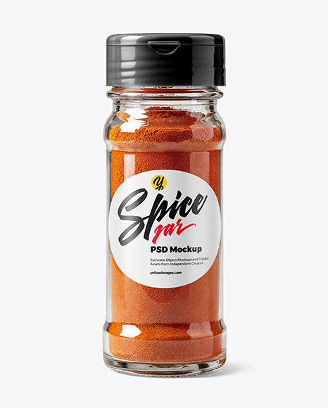 Clear Glass Spice Jar with Sweet Paprika Mockup - Realistic mockups