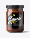 Glass Jar with Chocolate Fudge Sauce Mockup