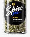 Glass Spice Jar with Dried Basil Mockup
