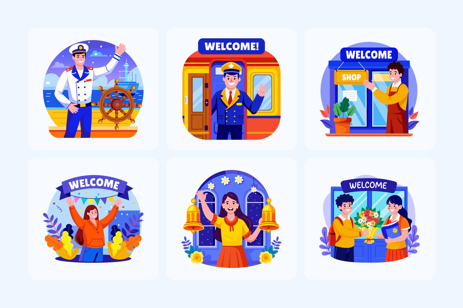 Welcome Illustration Art Set