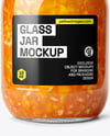 Clear Glass Jar with Orange Jam Mockup