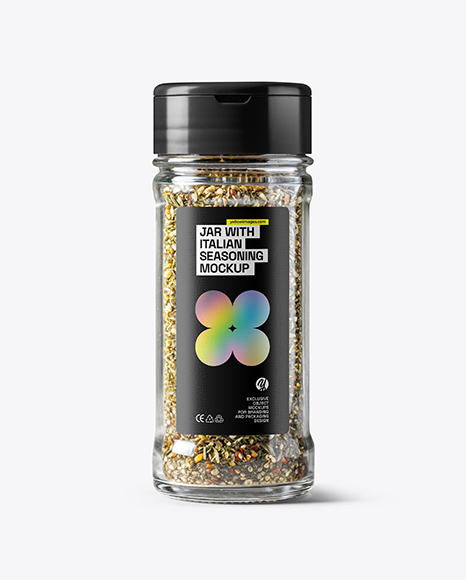 Glass Jar with Italian Seasoning Mockup