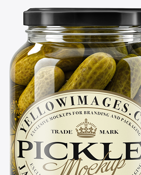Glass Jar with Wholes Dill Pickles and Garlic Mockup