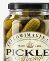 Glass Jar with Wholes Dill Pickles and Garlic Mockup