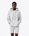 Black Woman Wearing an Oversize Hoodie and Cycling Shorts Mockup