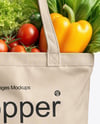 Shopper Bag with Vegetables Mockup