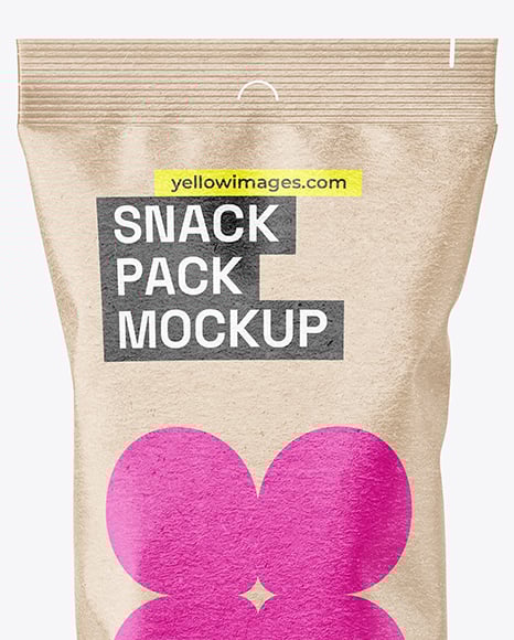 Kraft Paper Snack Flow Pack Mockup