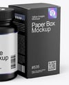 Plastic Pill Bottle with Paper Box Mockup