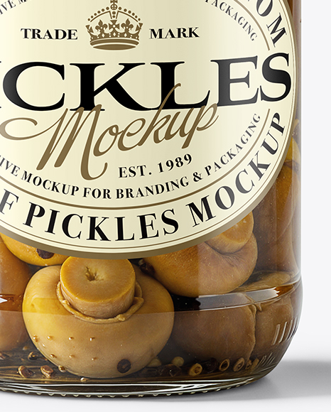 Glass Jar with Champignons Mockup