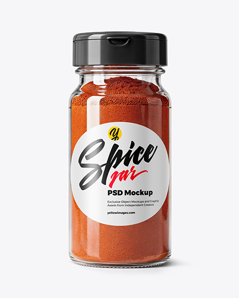 Spice Glass Jar with Sweet Paprika Mockup - Realistic mockups