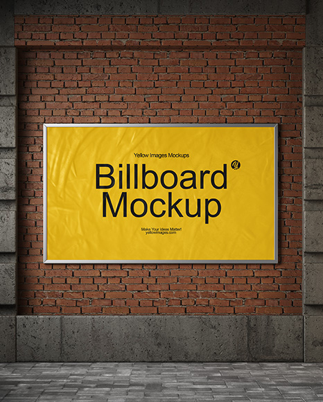 Billboard on a Brick Wall Mockup