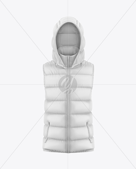 Glossy Hooded Down Vest Mockup