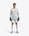 Soccer Goalkeeper Wearing Long Sleeve Jersey and Shorts Mockup