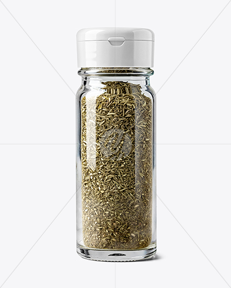 Clear Glass Spice Jar with Thyme Mockup