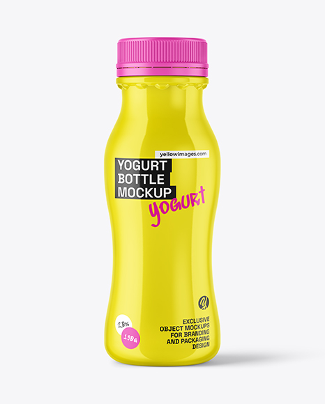 Glossy Yogurt Bottle Mockup