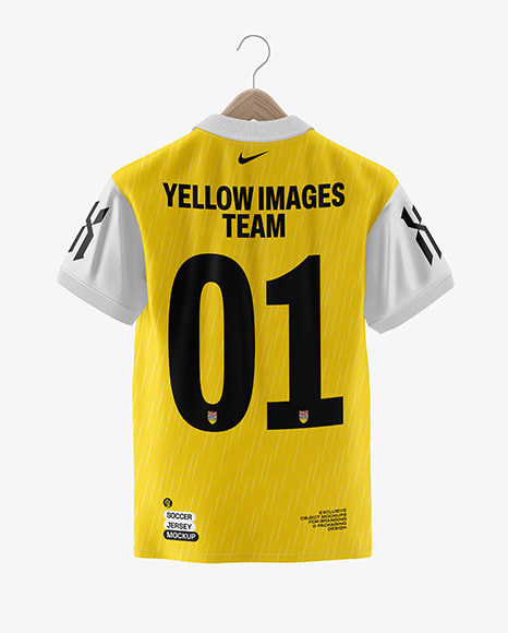 Soccer Polo Jersey on a Wooden Hanger Mockup - Jersey t shirt mockup