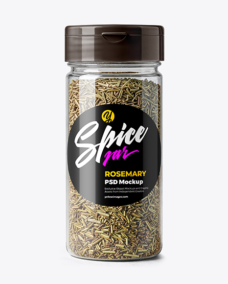 Plastic Spice Jar with Rosemary Mockup - Mockups