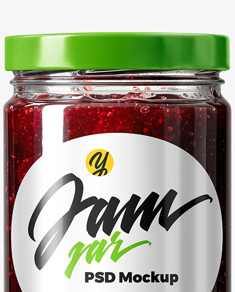 Clear Glass Jar with Cherry Jam Mockup
