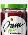 Clear Glass Jar with Cherry Jam Mockup