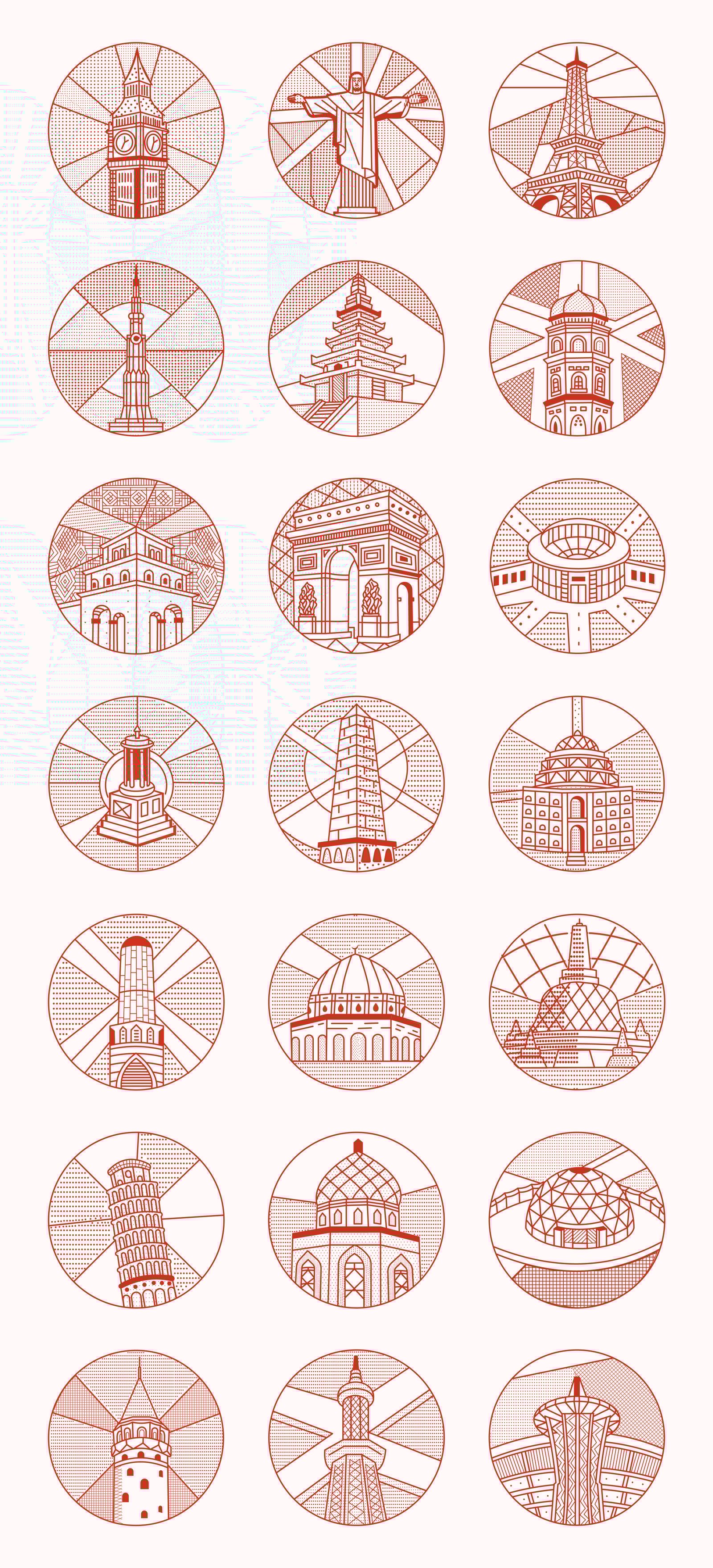 World Landmark Illustration Set