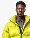 Black Man Wearing Puffer Jacket and Pants Mockup