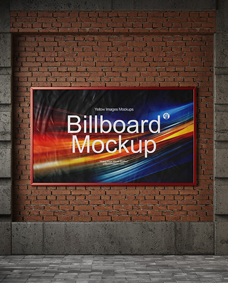 Billboard on a Brick Wall Mockup