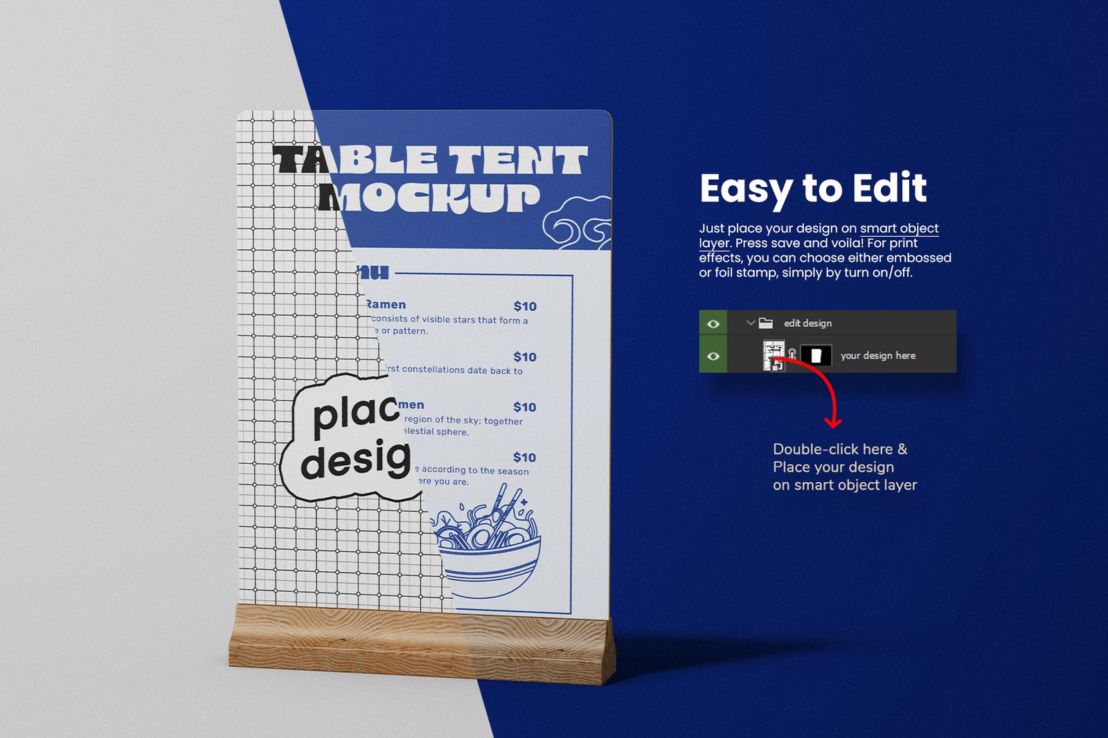 Table Tent Menu Holder PSD Mockup Set