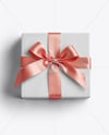 Square Gift Box with Bow Mockup