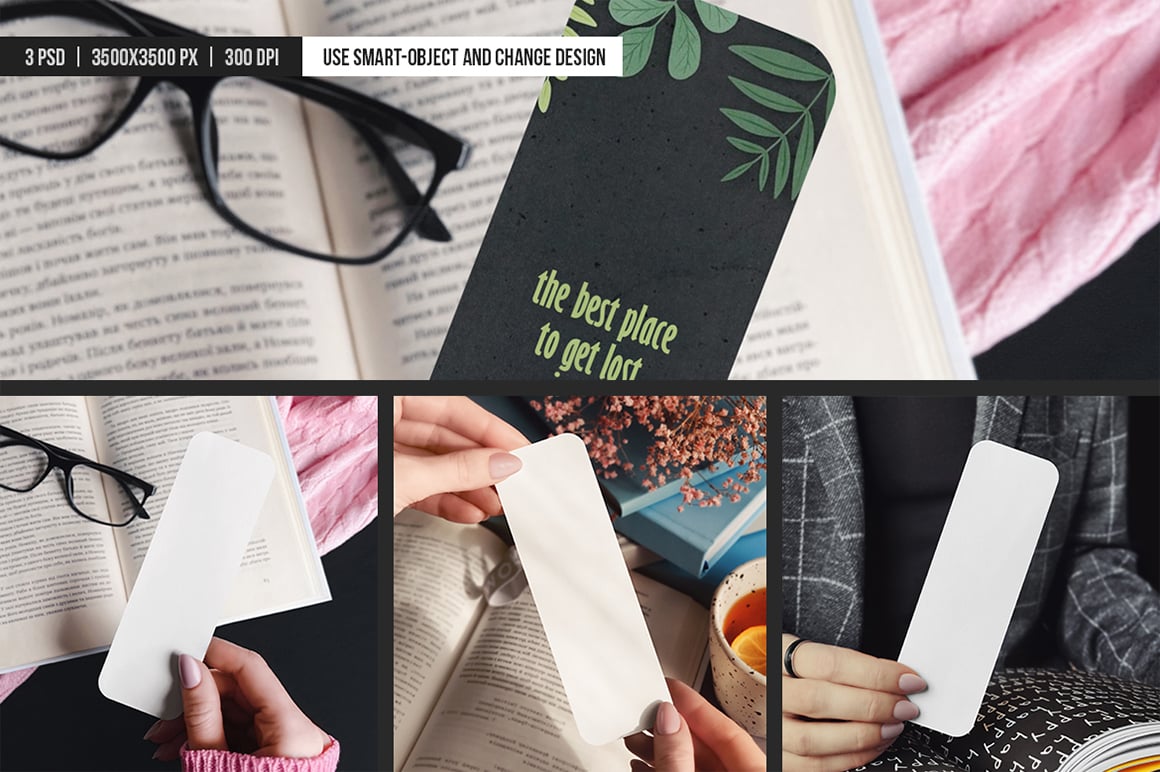 Woman Holding a Bookmark Mockup