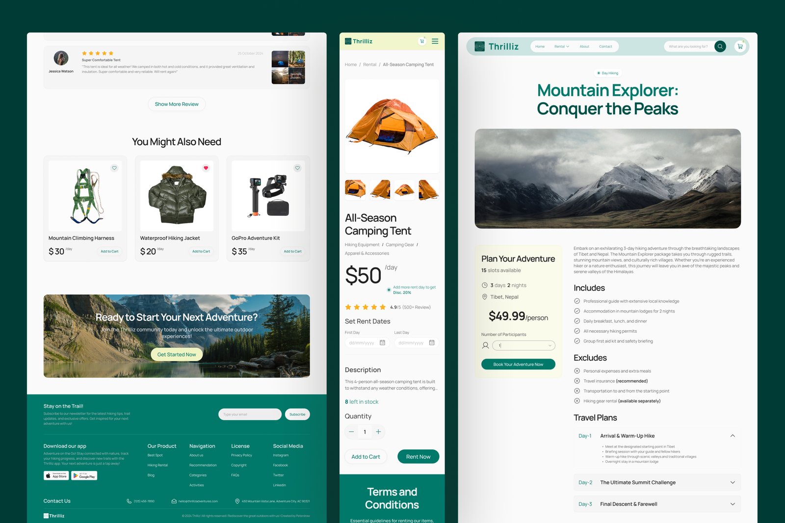 Thrilliz - Hiking &amp; Outdoor Activities Website UI Figma Template
