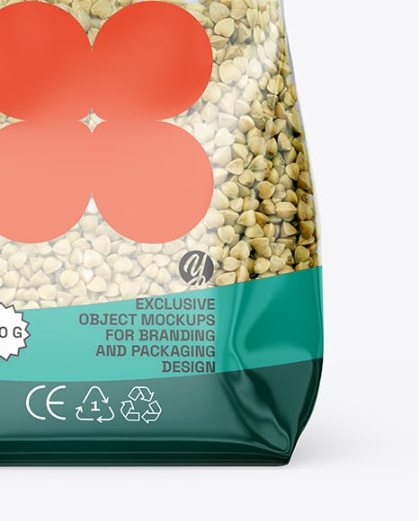 Transparent Package with Green Buckwheat Mockup
