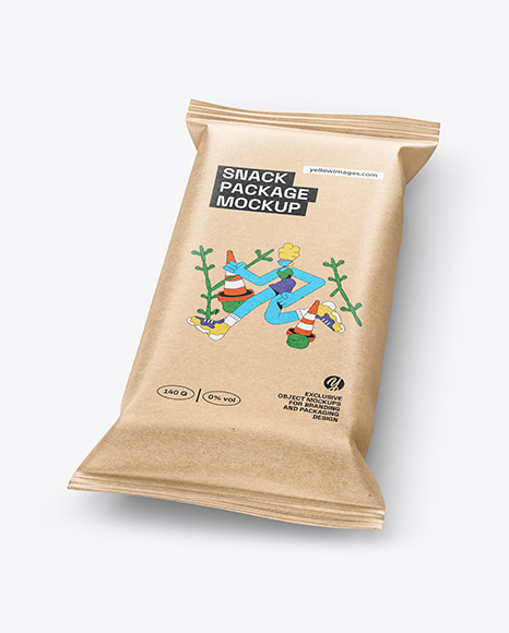 Kraft Paper Snack Package Mockup - Cylindrical box mockup