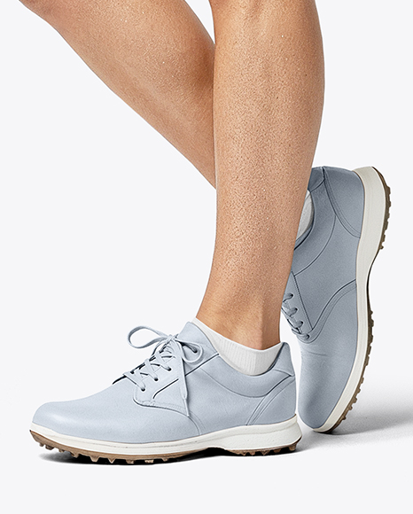 Woman Wearing Golf Shirt and Shorts Mockup